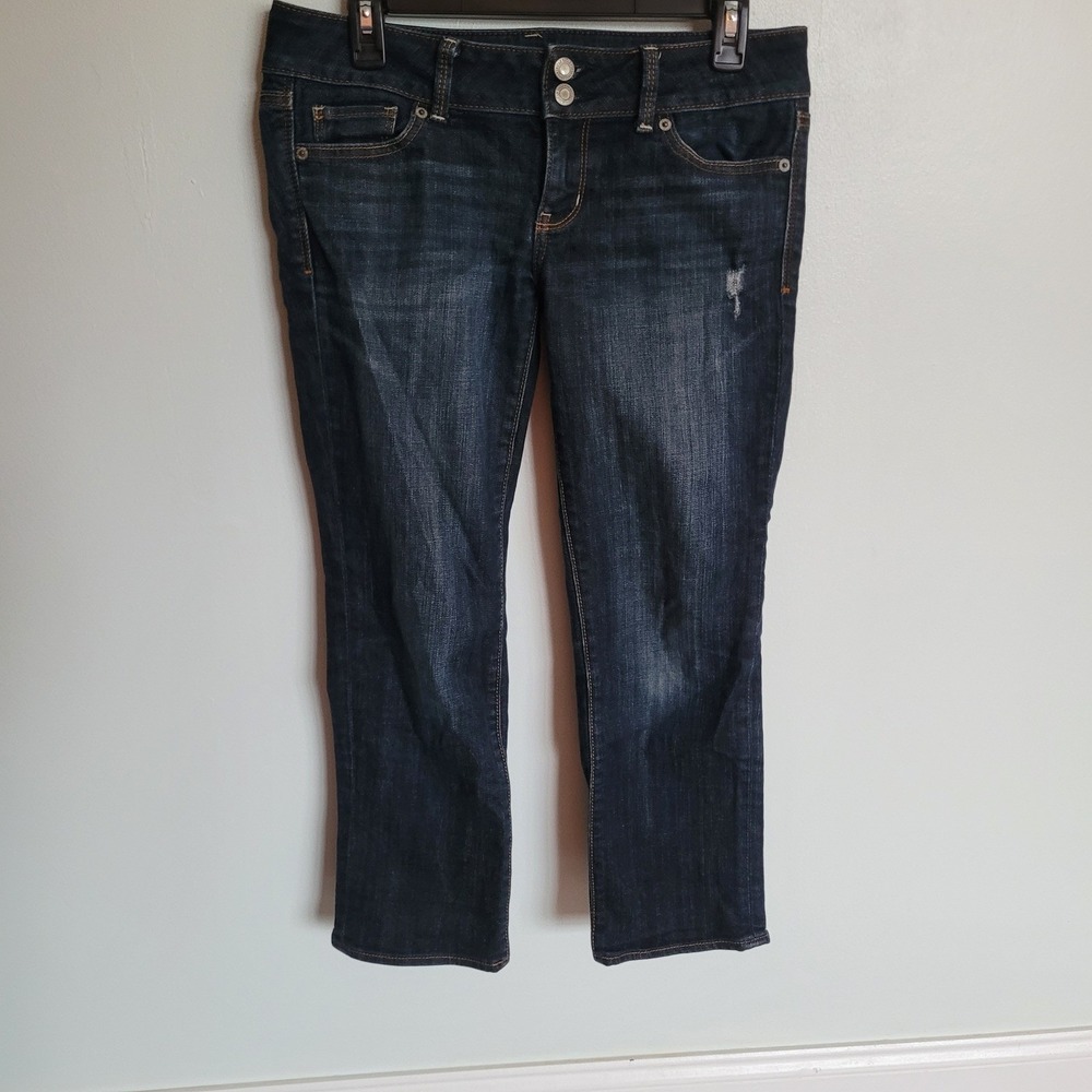 American Eagle Outfitters Cropped Artist Jeans Dark Wash Bootcut Women's Size 4